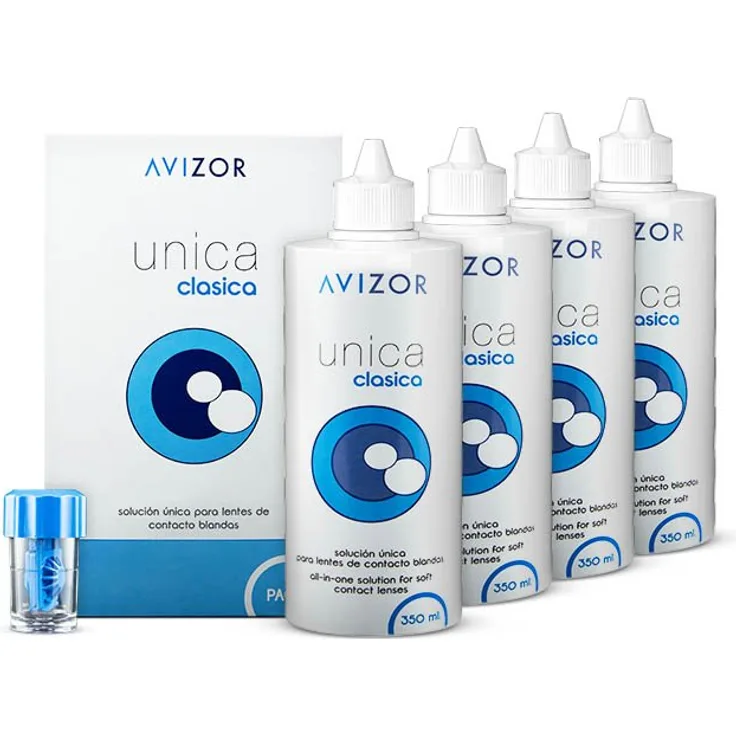 Avizor Avizor Unica Clasica Kombi-Pack 4 x 350 ml All-in-One-Lösung für weiche Kontaktlinsen, inkl. Aufbewahrungsbehälter