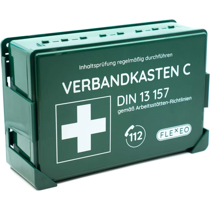 Flexeo Betriebsverbandkasten grün zur Notfallversorgung, inkl. Wandhalterung zur einfachen Montage – Bild 5