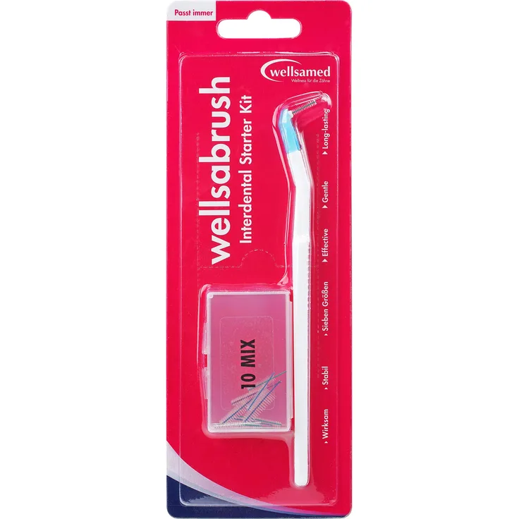 Wellsamed wellsabrush Interdental Set Starter Kit 1 Halter 10 Nachfüllbürsten Interdentalbürsten