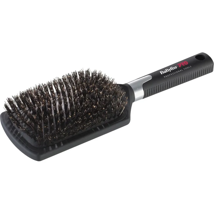 BaByliss PRO Paddel Brush Wildzwijnhaar zwart Professionelle Paddle Brush XL, pneumatische Bürste, für Entwirren, Modellierung