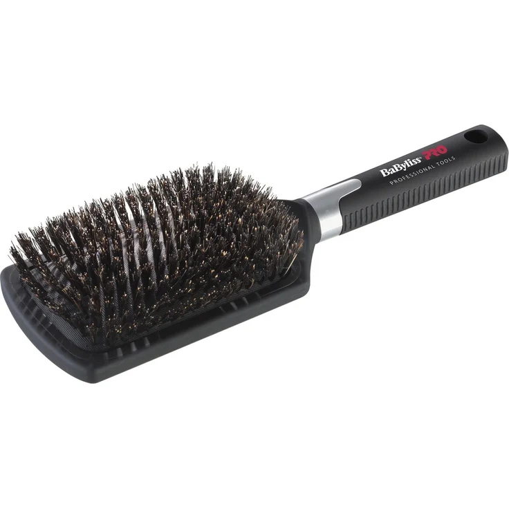 BaByliss PRO Paddel Brush Wildzwijnhaar zwart Professionelle Paddle Brush XL, pneumatische Bürste, für Entwirren, Modellierung