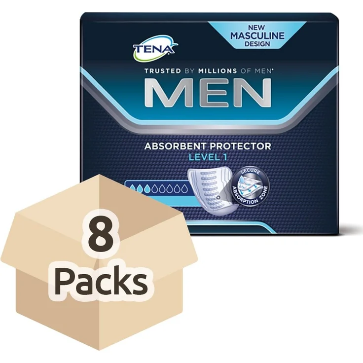 Tena Men Level 1 Inkontinenzeinlagen für Männer mit leichter Blasenschwäche / Inkontinenz an männliche Anatomie angepasste Einlagen - Vorteilspack (96 Hygiene-Einlagen) – Bild 1