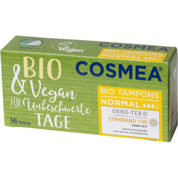 COSMEA Bio Tampon Normal aus Bio-Baumwolle, ohne Kunstfaser-Umhüllung, vegan, ohne Tierversuche 16 Stück - Preisvergleich