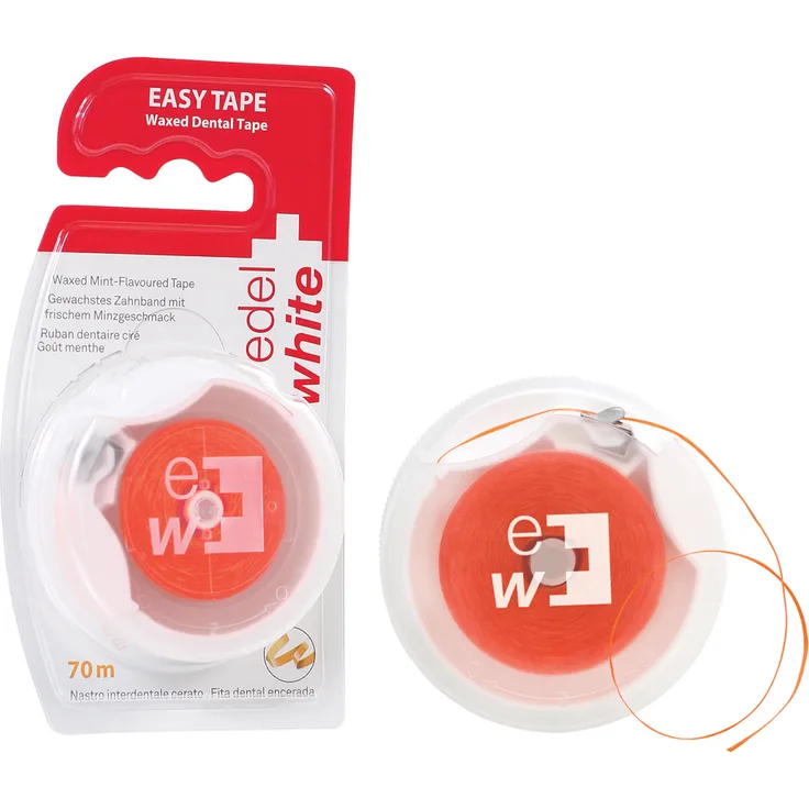 Edel&White Easy Tape gewachstes Zahnseideband 70 m zur gründlichen Zahnzwischenraumreinigung Zahnseide/Flosser gewachst
