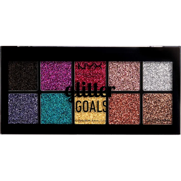 NYX Augen Make-up Professional Makeup glitter goals Cream Pro Palette - glitzer Lidschattenpalette hochpigmentierte eyeshadow palette schimmernde Farben 12 g