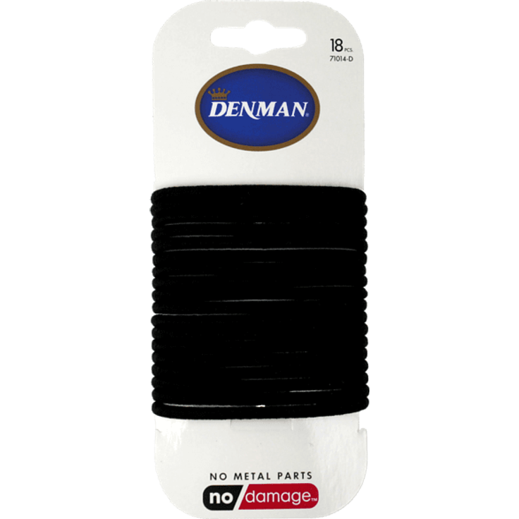 DENMAN Metallfreie Zopfgummis Haargummi Schwarz