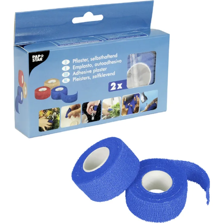Papstar selbsthaftendes Pflaster 2,5 cm x 5 m blau 2er-Pack