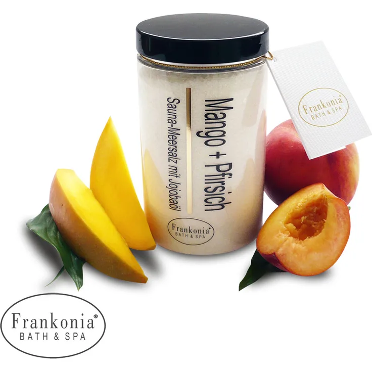 Sauna Salz Mango - Pfirsich mit Jojobaöl Körperpeeling 400 g