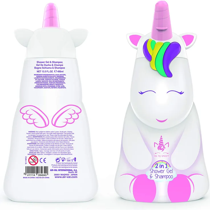 Unicorn 2in1 Duschgel & Shampoo mit milder Pflegeformel 2D Figur Einhorn 400 ml