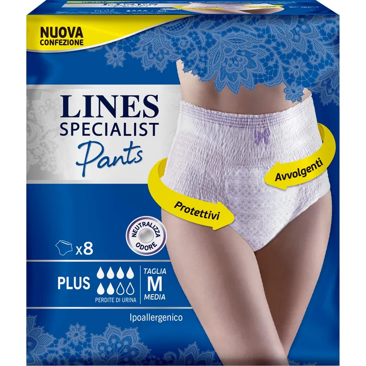 Lines-Einlagen für Inkontinenz Lines Specialist-Pants Plus Größe M 2 Packungen mit 8 Stück