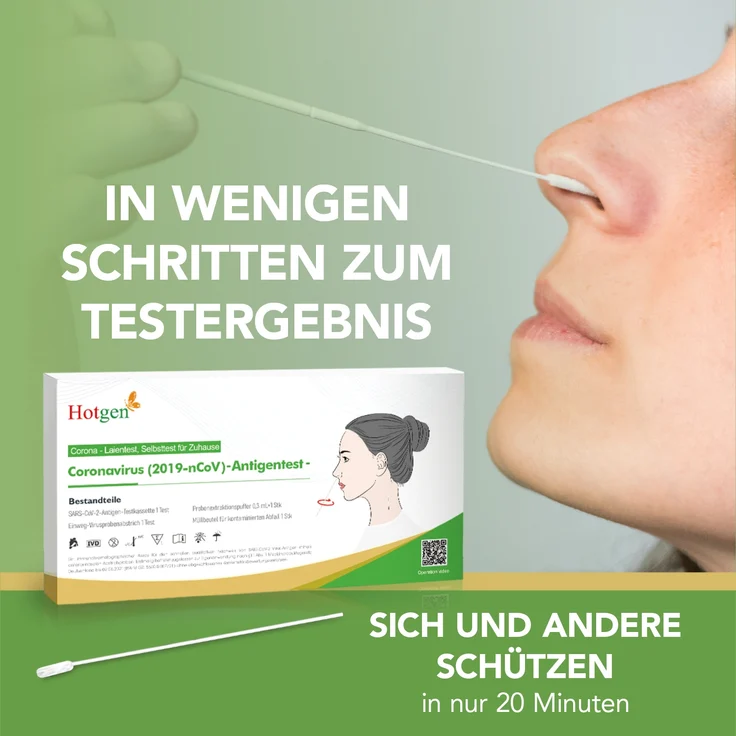 Hotgen Coronavirus Antigentest, Corona Schnelltest (Laientest) zur Selbstanwendung, 1 Stück, Covid 19 Prüfung über Nasenabstrich, Coronatest, Selbsttest – Bild 3