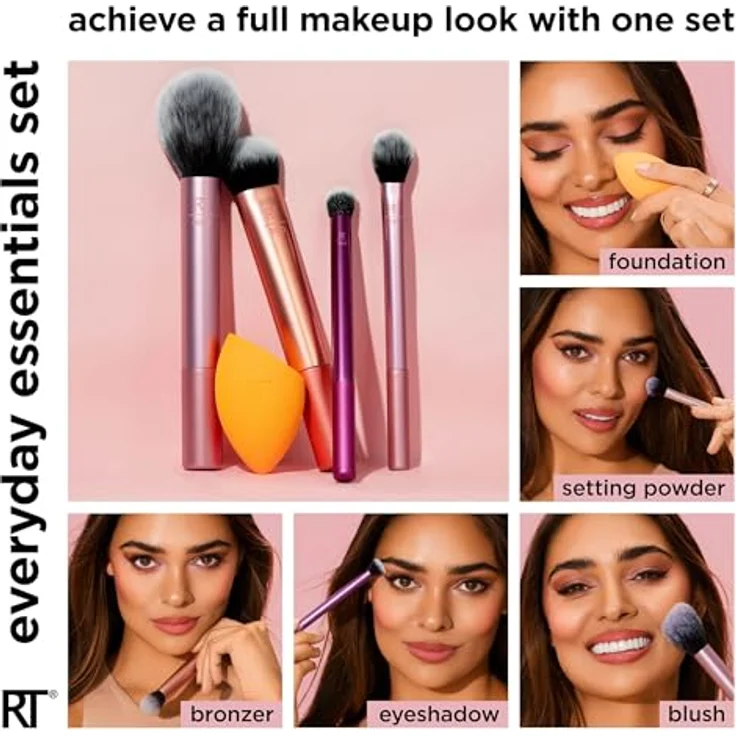 Real Techniques Set Everyday Essentials Set Pinsel-Set, Dekorative Kosmetik Make-up Accessoires – Bild 2