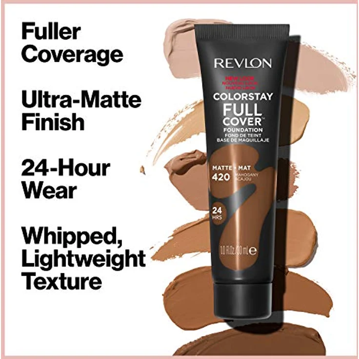 Revlon ColorStay Full Cover Longwear Matte Foundation, hitze- und schweißbeständig, leichtes Gesichts-Make-up, Farbton Mittelbeige (240), 30 ml – Bild 2
