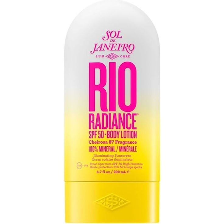 Sol de Janeiro Rio Radiance SPF 50 Body Lotion, 200 ml, mineralischer Sonnenschutz mit feuchtigkeitsspendenden Inhaltsstoffen und sommerlichem Duft