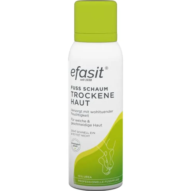 efasit Fuß Schaum Trockene Haut, 125 ml - feuchtigkeitsspendende Pflege mit 10% Urea, Glycerin und Allantoin für trockene Fußhaut, für Diabetiker geeignet, zieht schnell ein, kein fetten