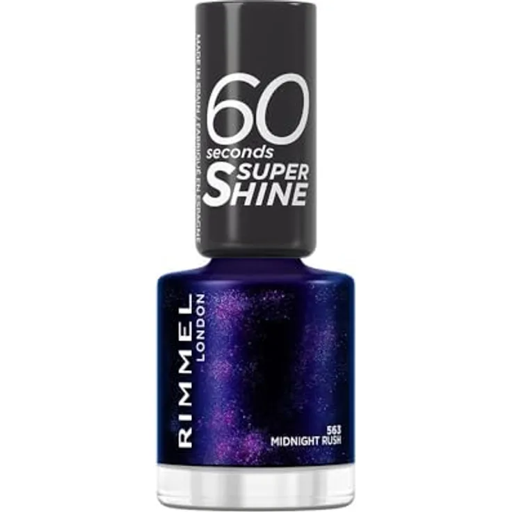 Rimmel London 60 Seconds Super Shine Nagellack 563 Midnight Rush, 8 ml - Schnell trocknend, 3-in-1-Technologie, bis zu 10 Tage haltbar