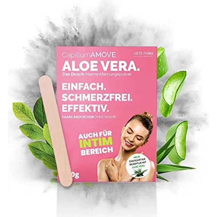 Capillum AMOVE Aloe Vera 300g Premium Enthaarungscreme Intimbereich Frau - sanftes Enthaarungspulver Frauen schmerzfreie Dusch-Intim Enthaarungscreme Frauen ohne Zusatzstoffe mit neutralem Geruch – Bild 1