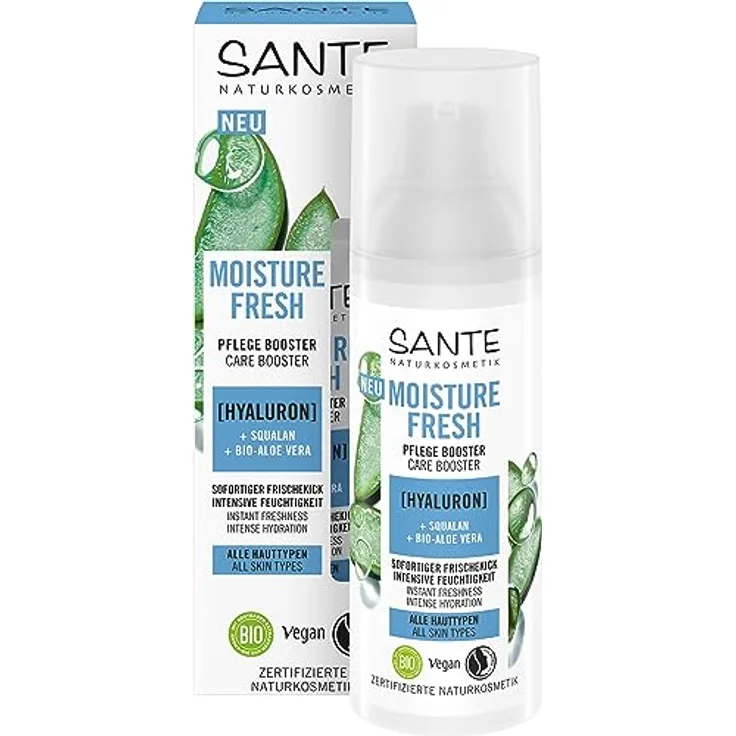 SANTE Moisture Fresh Pflege Booster Bio, 50ml, intensiver Feuchtigkeitsspender für strahlend gepflegte Haut