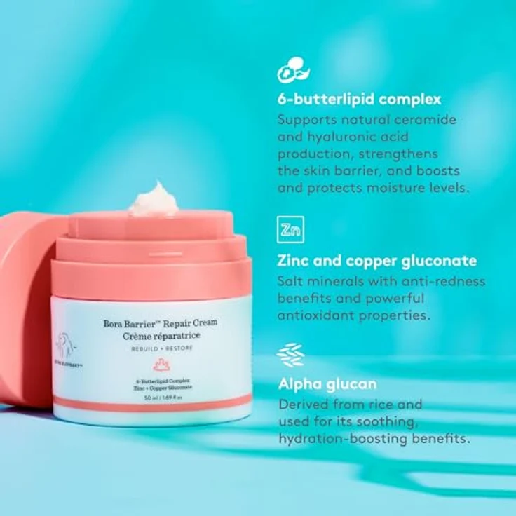 Drunk Elephant Bora Barrier Repair Cream, ultra-reichhaltige Gesichtscreme für sehr trockene Haut, 50 ml – Bild 6
