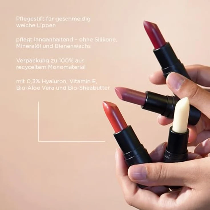 JUNGLÜCK Hyaluron Lippenbalsam Rosenholz, Getönter veganer Lippenpflegestift mit BIO Aloe Vera und Vanilleduft für geschmeidig weiche Lippen – Bild 4