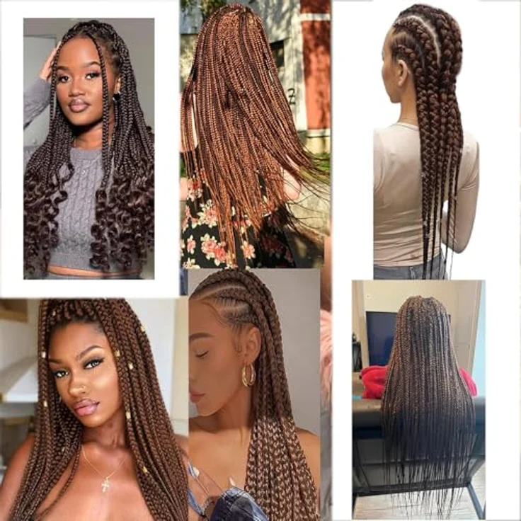 Shangxiu Braids Extensions, 24 Zoll Kanekalon Haarverlängerungen, 6 Stück, dunkelbraun, für Afro-Zöpfe und Box Crochet Braids – Bild 5