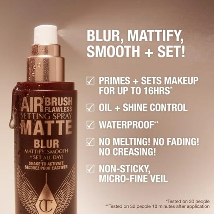 Charlotte Tilbury Airbrush Flawless Setting Spray Matte Blur, Fixierspray & Fixierpuder, 100 ml для makellosen Teint – Bild 3
