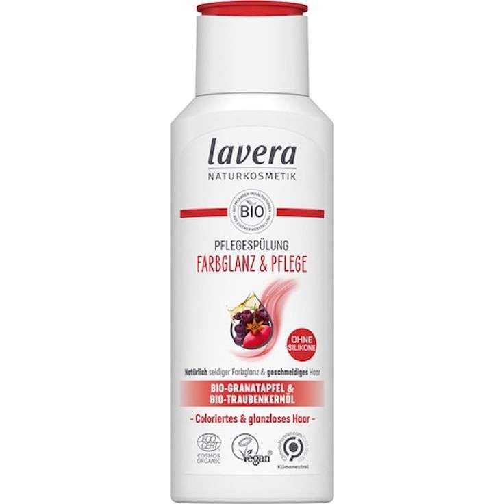 Lavera Pflege Pflegespülung Farbglanz & Conditioner, 200 ml – zertifizierte Naturkosmetik mit Bio-Granatapfel und Bio-Traubenkernöl für geschmeidiges, coloriertes Haar