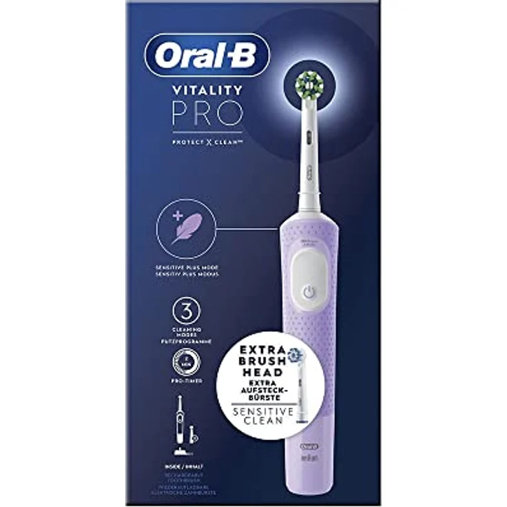 Braun Oral-B Vitality Pro D103, Elektrische Zahnbürste mit Timer, lilac violet, EU Plug 220V – Bild 2