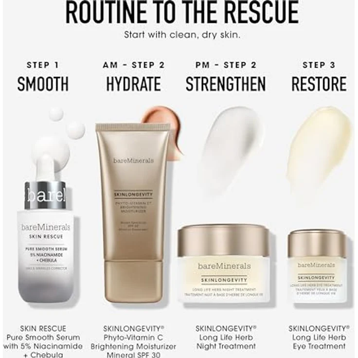 bareMinerals SKIN RESCUE Pure Smooth, Anti-Aging Gesichtsserum mit 5 % Niacinamid, 30 ml, Grau – Bild 8