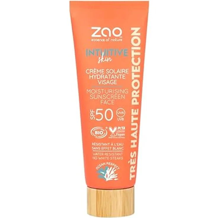 Zao Organic Moisturising Face Sunscreen SPF 50, 50ml, vegane Sonnencreme für das Gesicht