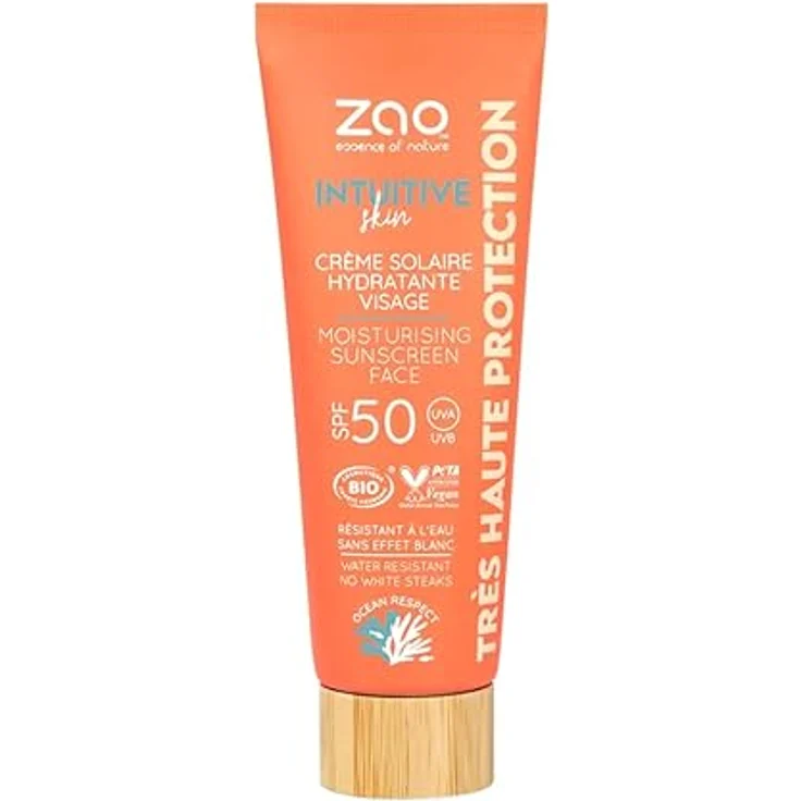 Zao Organic Moisturising Face Sunscreen SPF 50, 50ml, vegane Sonnencreme für das Gesicht