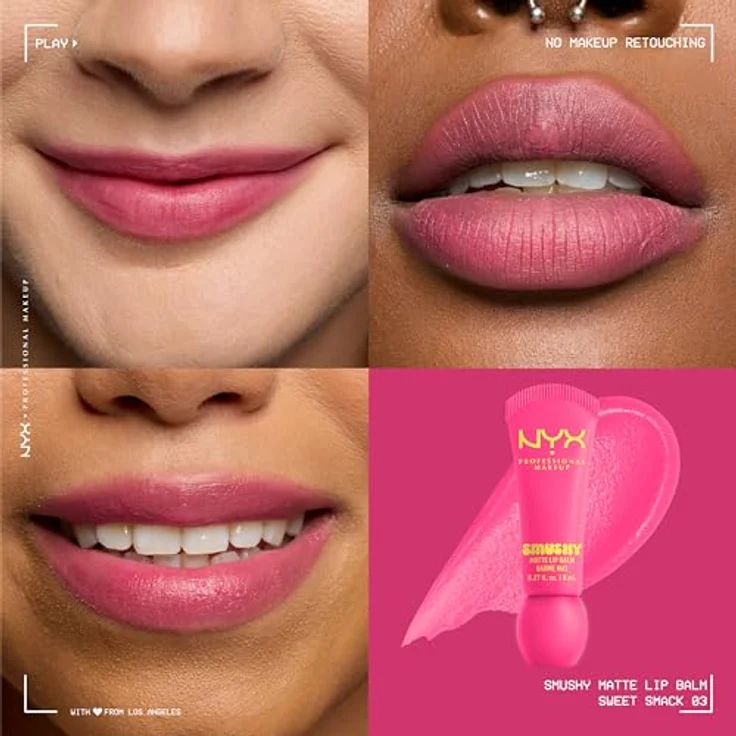 NYX Professional Makeup Smushy Matte Lip Balm, vegane Formel mit aufbaubarer Farbe und süßem Duft, Farbe: Sweet Smack – Bild 2