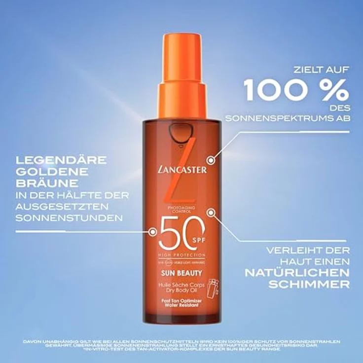 Lancaster Sun Beauty Body Dry Oil SPF50, 150 ml - Schutz vor lichtbedingter Hautalterung, umfassender Sonnenschutz – Bild 4