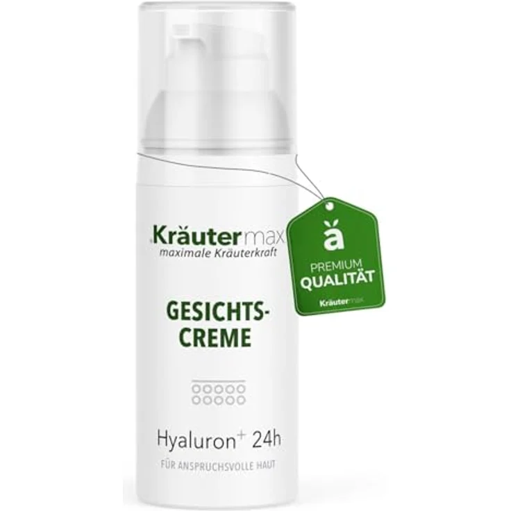 Kräutermax Hyaluron Creme Gesicht, feuchtigkeitsspendende 2in1 Tages- und Nachtcreme mit Hyaluronsäure, 50 ml – Bild 1