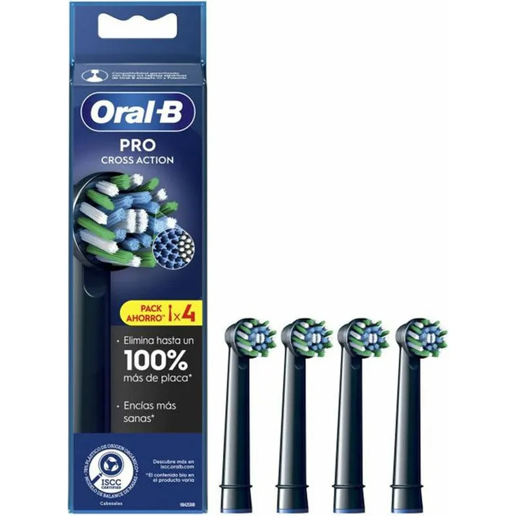 Oral-B CROSS ACTION, 4 Stück Ersatzköpfe in Schwarz, geeignet für gründliche Reinigung