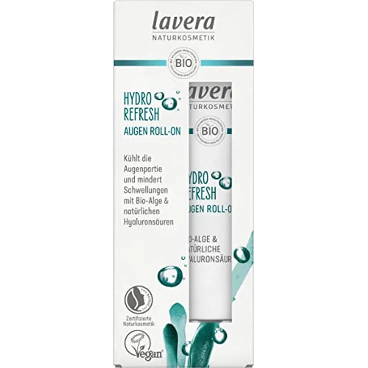 lavera Hydro Refresh Augen Roll-On - mit Alge und Hyaluronsäure - kühlt und erfrischt - vegan - Naturkosmetik - 15 ml