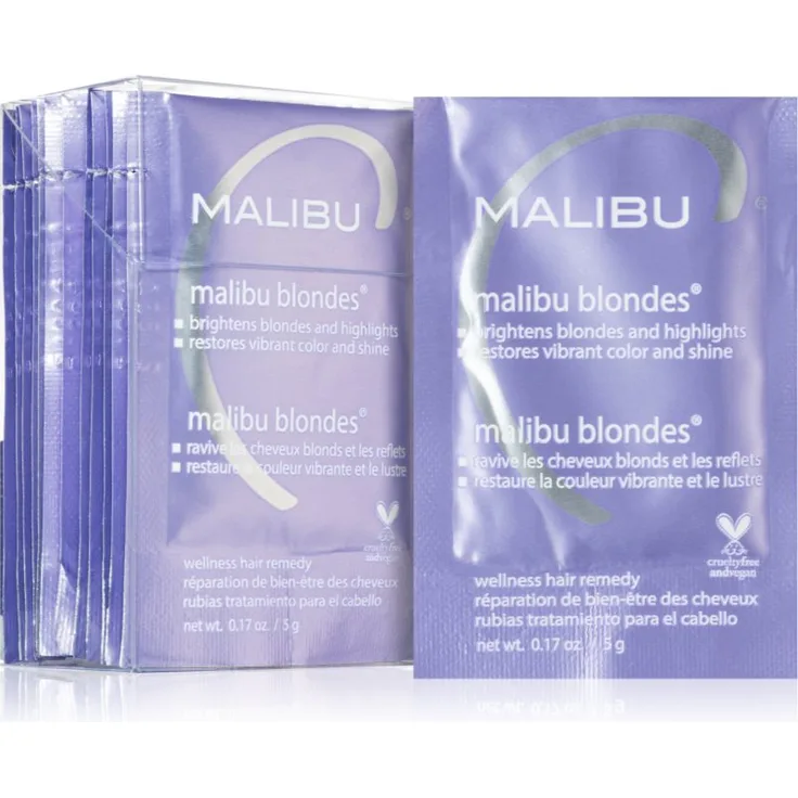 Malibu C Wellness Hair Remedy Malibu Blondes, Intensivkur für blondes und meliertes Haar, 12x5 g, vegan