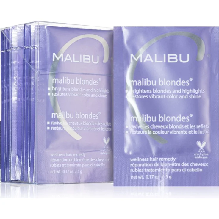 Malibu C Wellness Hair Remedy Malibu Blondes, Intensivkur für blondes und meliertes Haar, 12x5 g, vegan