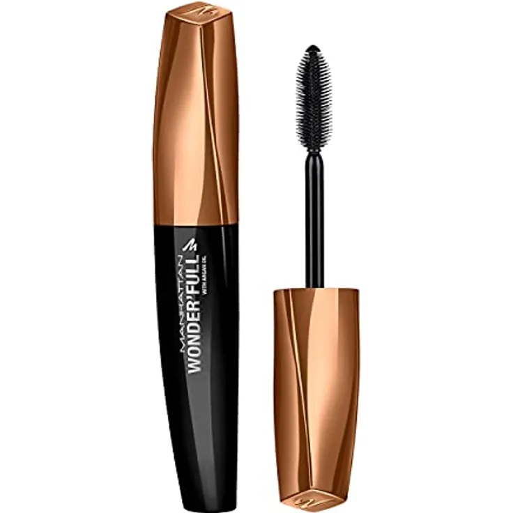 Manhattan Wonder’Full Mascara, Wimperntusche mit Kollagen und Keratin, 11 ml, Schwarzbraun für einen natürlichen Look
