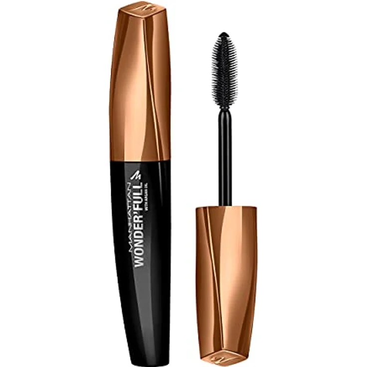Manhattan Wonder’Full Mascara, Wimperntusche mit Kollagen und Keratin, 11 ml, Schwarzbraun für einen natürlichen Look – Bild 1