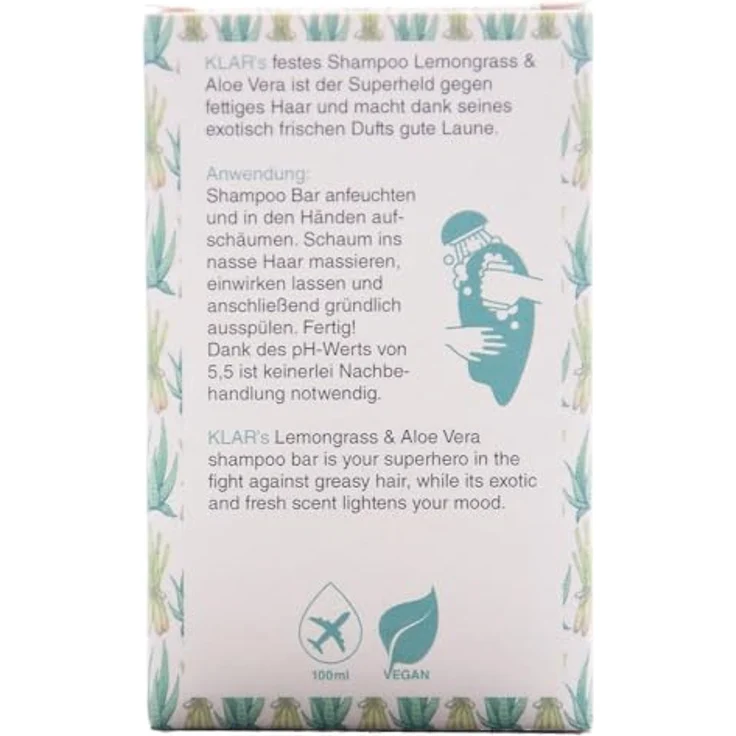 Klar Seifen Festes Shampoo Lemongrass & Aloe Vera – Bild 4