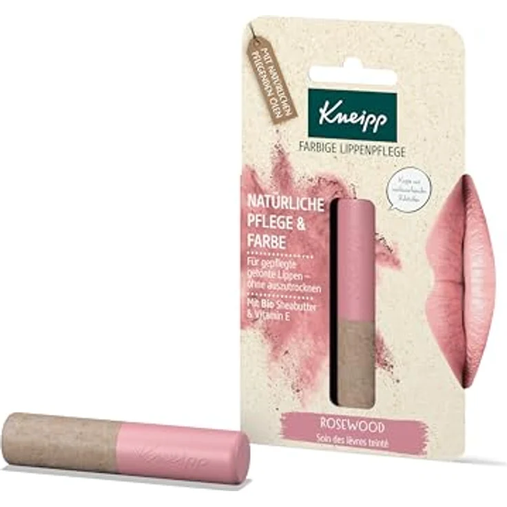 Kneipp Farbige Lippenpflege, Verwöhnende Lippenpflege mit Bio-Sheabutter und Vitamin E, Rosa, 3,5 g – Bild 1