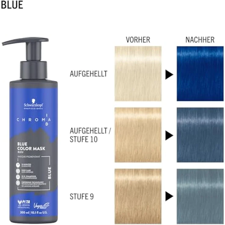 Schwarzkopf Professional CHROMA ID Bonding Color Mask, vegane Farbmaske in Blau, 250 ml, intensive Pflege, semi-permanente Tönung – Bild 5