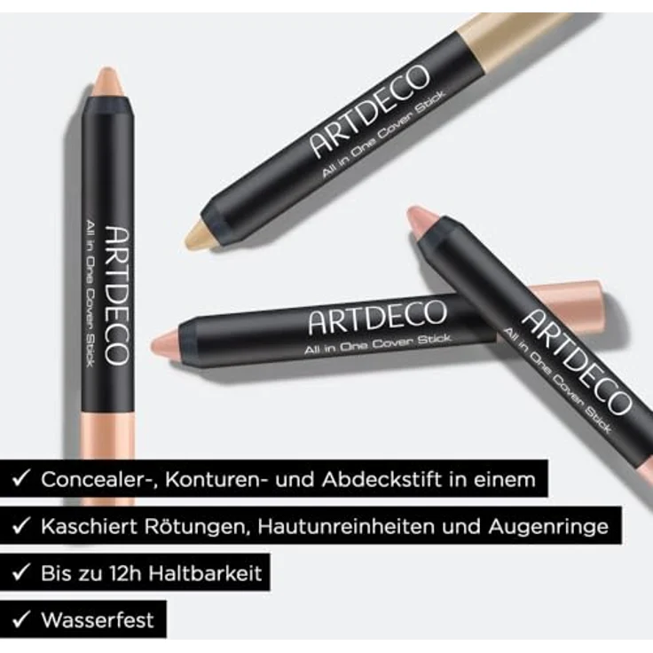 ARTDECO All In One Cover Stick Concealer, 4 g, wasserfeste Formel für 12 Stunden Halt, Farbton FAIR VANILLA/YELLOW – Bild 4