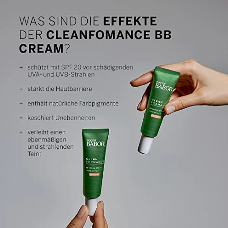 DOCTOR BABOR CLEANFORMANCE BB Cream SPF 20, getönte Creme mit Lichtschutz, mittlere Deckkraft, für einen ebenmäßigen Teint, Vegane Formel, 1 x 30 ml – Bild 5