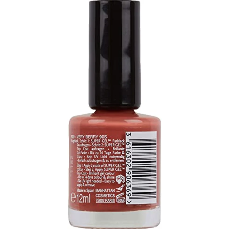 Manhattan Super Gel Nagellack – Gel Maniküre Effekt ganz ohne UV Licht – Nail Polish mit bis zu 14 Tagen Halt – Farbe Verry Berry 90s 500 – 1 x 12ml – Bild 3