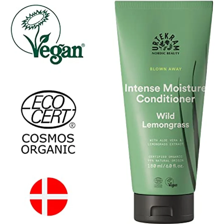 URTEKRAM Wild Lemongrass Conditioner 180 ml, pflegende Spülung für trockenes Haar mit Aloe Vera und erfrischendem Duft von wildem Zitronengras – Bild 2