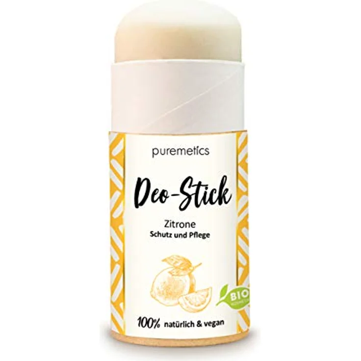 puremetics Deo-Stick Zitrone, 50 ml, vegan und hautfreundlich, ohne Aluminiumsalze und Alkohole, mit Sheabutter – Bild 1