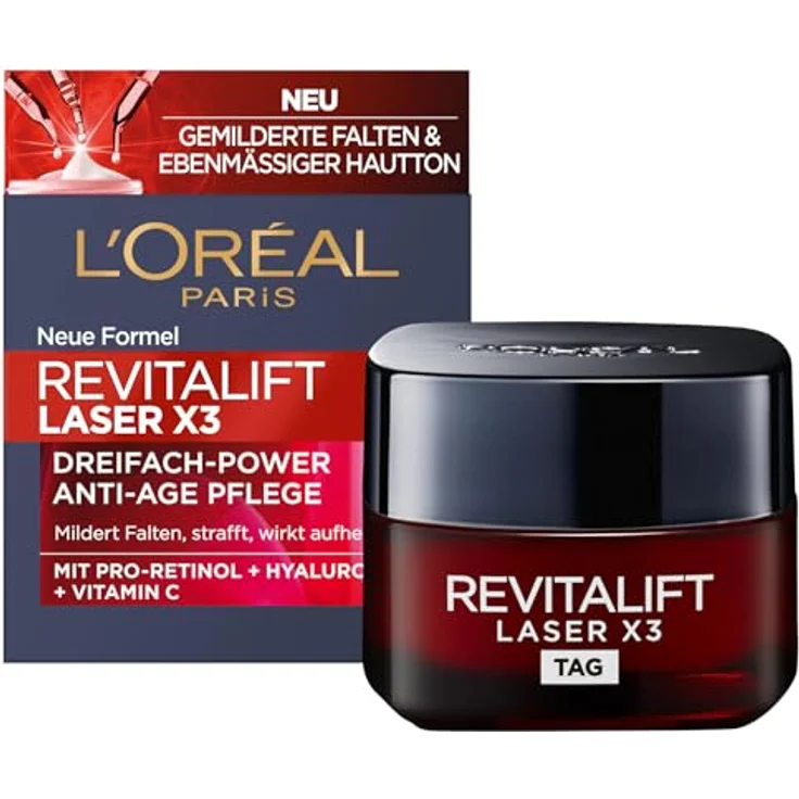 L'Oréal Paris Revitalift Laser X3 Anti-Aging-Tagescreme, mildert Falten und strafft die Haut, 50ml – Bild 1