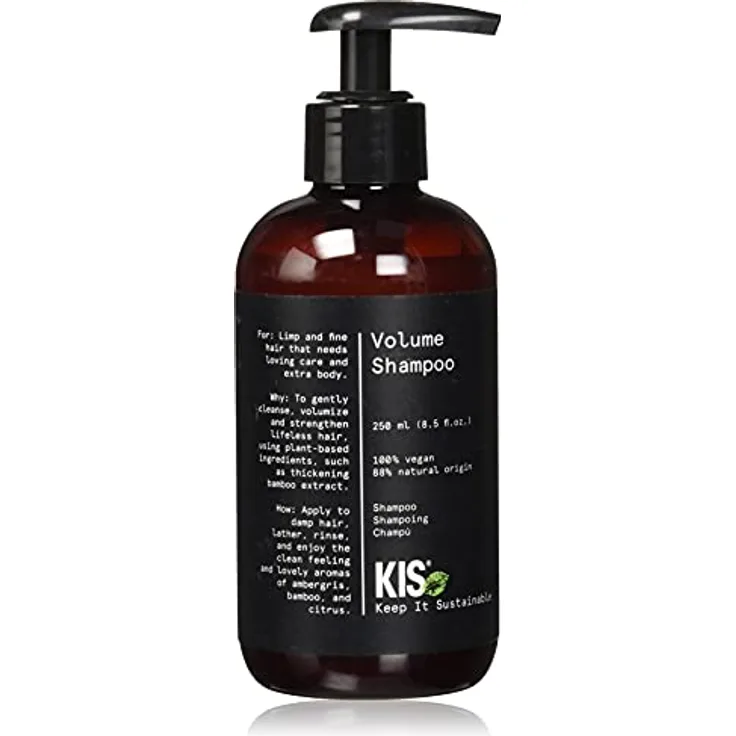 KIS Green Volume - Shampoo - 250ml -schlaffes & feines Haar - 100% Vegane Rezeptur - sulfatfrei - mit Bambusextrakt